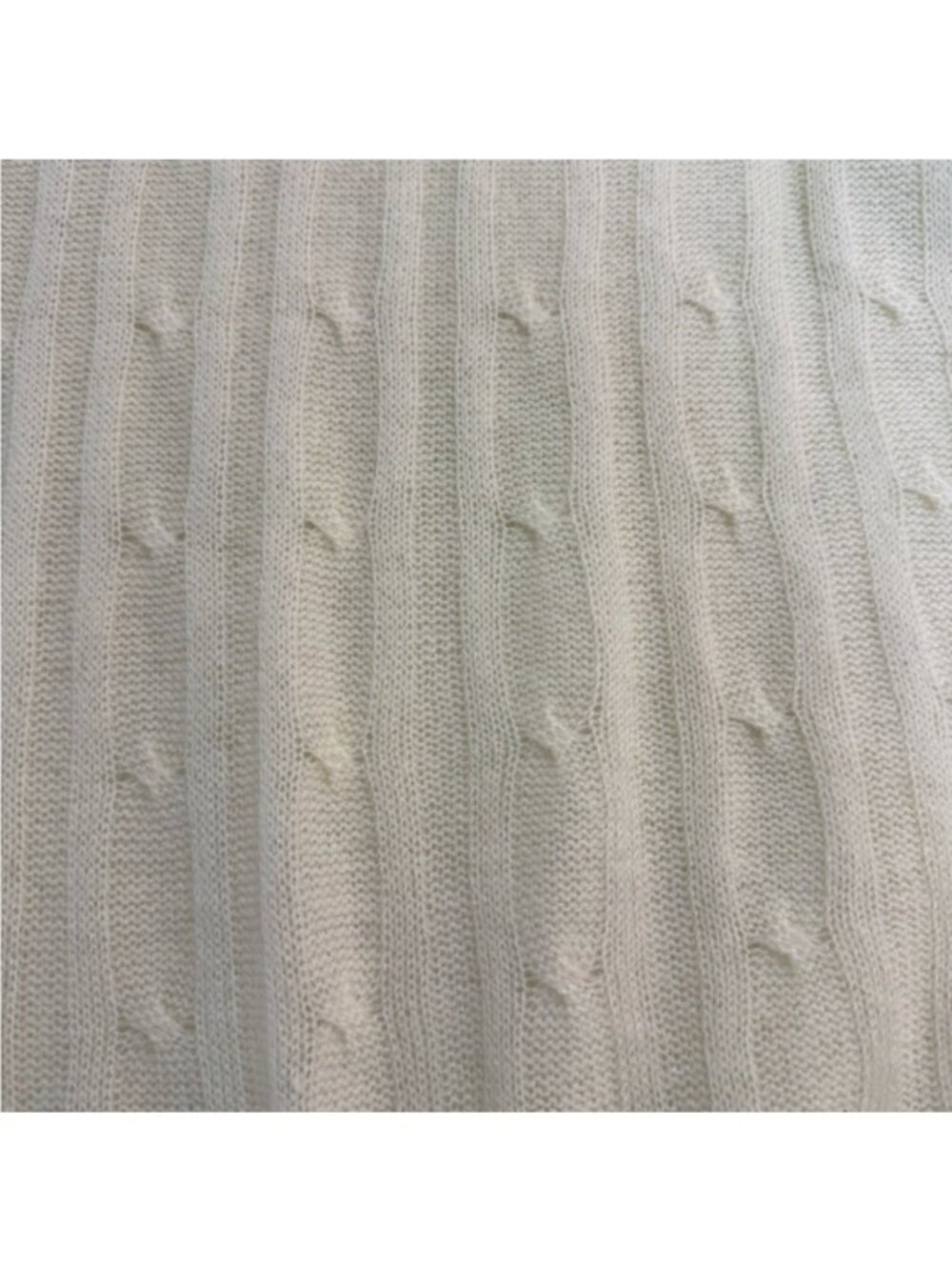 100% Cashmere Ivory Cable Knit Oversized Scarf Wrap Made in Nepal Luxury - Picture 6 of 6